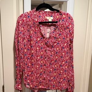 NWT Anthropologie Maeve Floral Blouse in Red and Blue